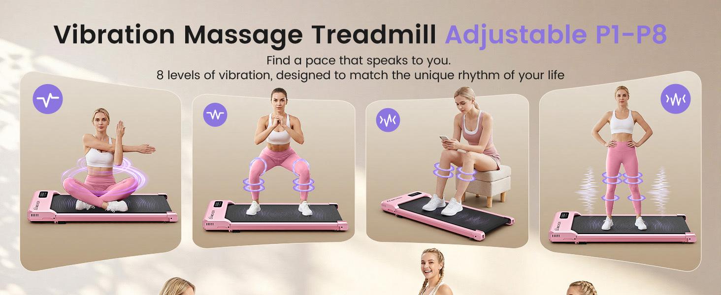 【 New Year】Walking Pad Treadmill with Incline - Under Desk Treadmills with Vibration Massage Plate, 2.5HP Compact Portable Treadmills for Home Small Spaces, Office, with Remote Control & LED Display