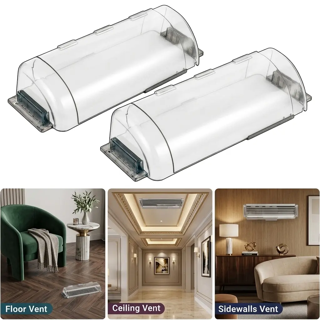 2 Pack Air Vent Deflector & Heat Deflector, Adjustable 8.5" to 15" Magnetic Vent Covers for Floor, Sidewall & Ceiling Registers, Heavy Duty Air & Heat Redirector for Home AC Air Flow Control