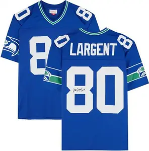 Steve Largent Seattle Seahawks Autographed Mitchell and Ness Blue Replica Jersey
