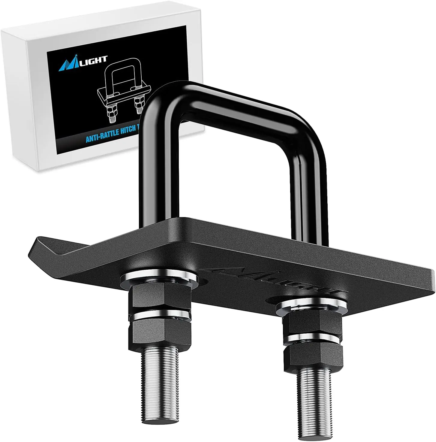 Nilight Thick Steel Trailer Tightener - 2in All-Weather Hitch Receiver Accessory, Rubber Tube Helps Tame Hitch Wobble, Matte Black Rust-Resist Coat, Rattle-Free for Bike Racks, Durable Long-Lasting Build