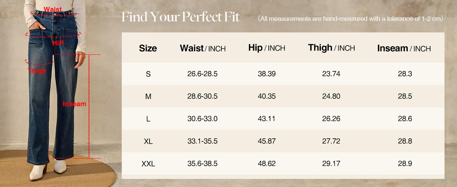 Arach&Cloz Women's Denim Adjustable Waist Buttons High Waisted Wide Leg Jeans 2026