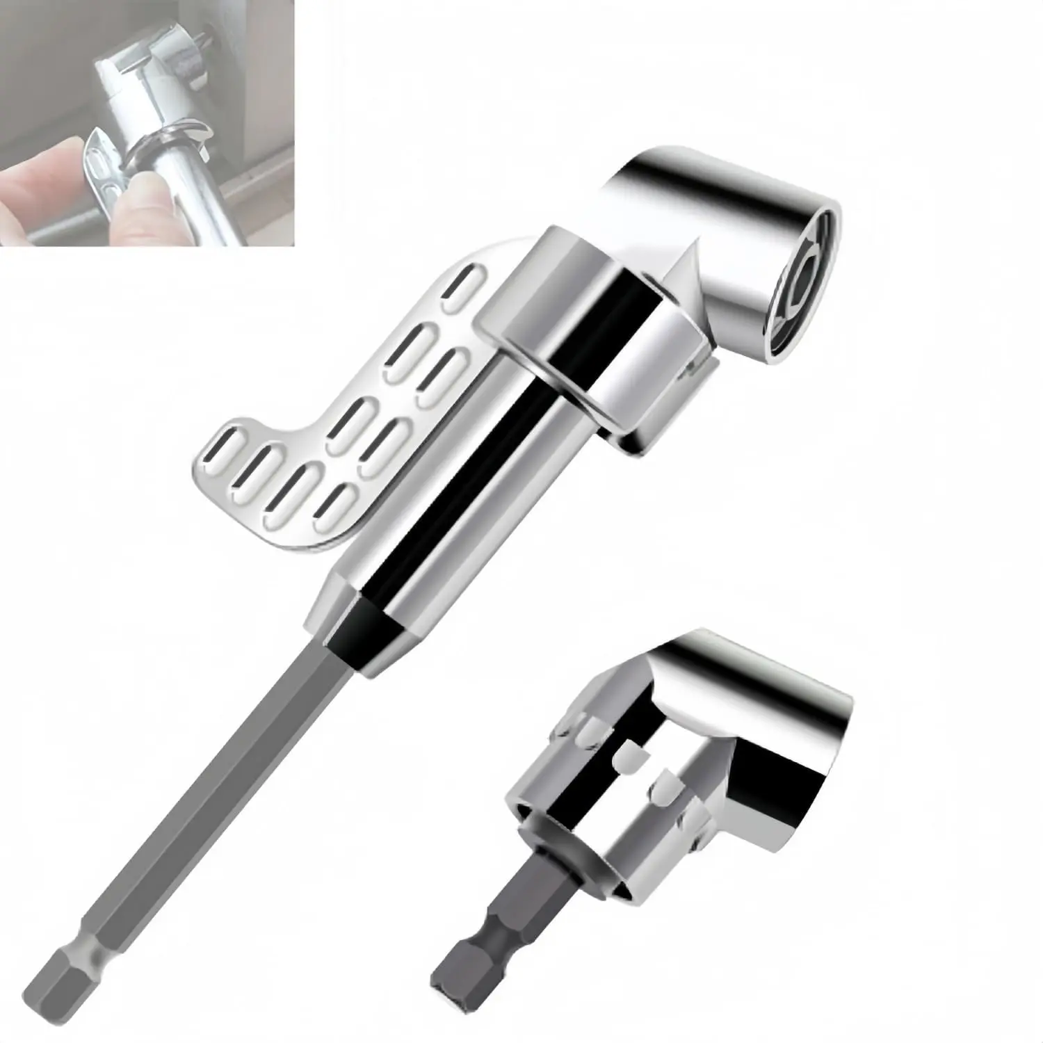 2Pcs 105 Degree Right Angle Drill Adapter Hex Shank Screwdriver Angled Bit Holder Power Drill Tool 2026 Upgraded Right Angle Head Drill Attachment with Multi-function Bend Screwdriver Bit, Corner Tool Screw Hub, Drill Bit Adapter for Tight Spaces