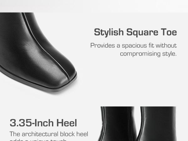 DREAM PAIRS Square Toe Block Heel Knee-high Boots