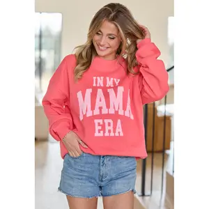 In My Mama Era Light Red Graphic Sweatshirt