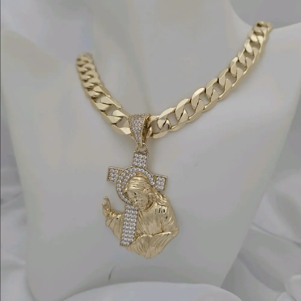 cadena #226 10mm y dije #482 gold plated unisex