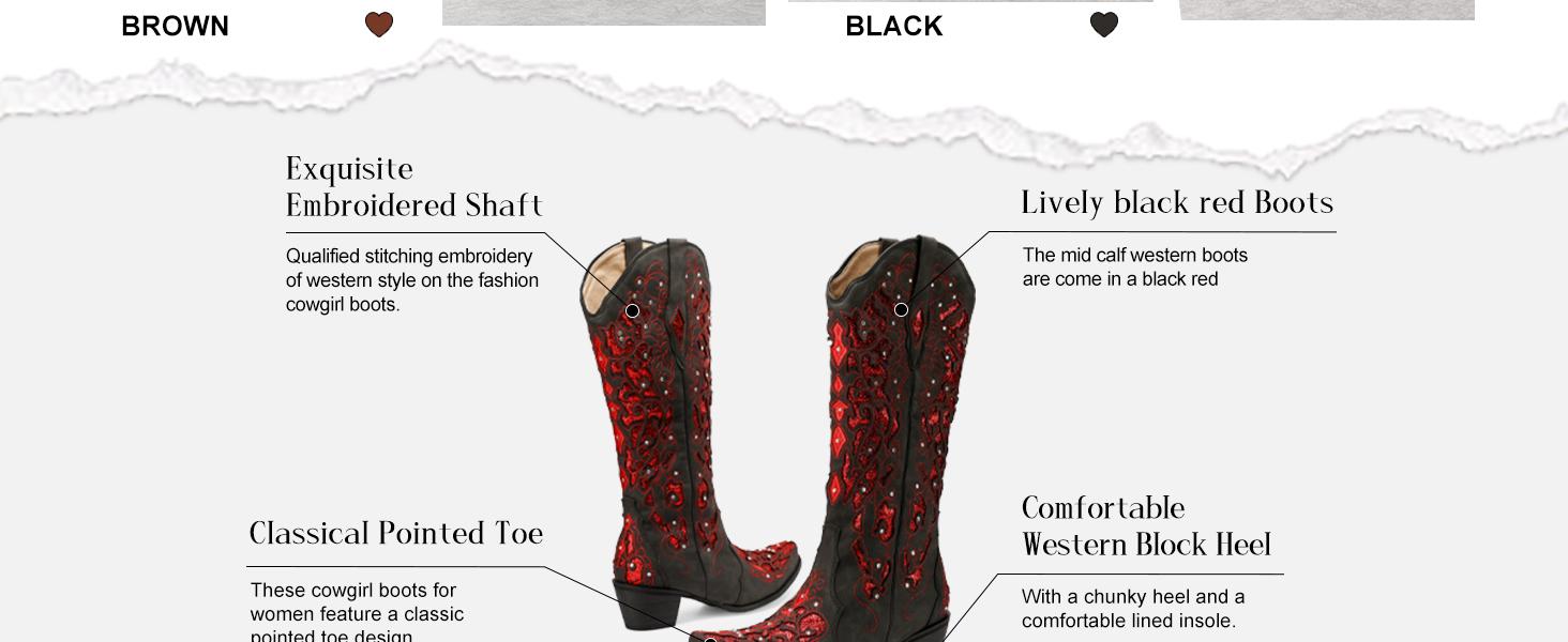 Western Cowboy Boots with Comfortable Calf Black Cowgirl Boot Women Sparkly Rhinestone Wedding Boots Trendy Vintage Tall Glitter Boot with Embroidery and Chunky Heel for Daily Wearing Office Party Western Cowboy Boots with Comfortable Calf Black Cowgirl Boot Women Sparkly Rhinestone Wedding Boots Trendy Vintage Tall Glitter Boot with Embroidery and Chunky Heel for Daily Wearing Office Party