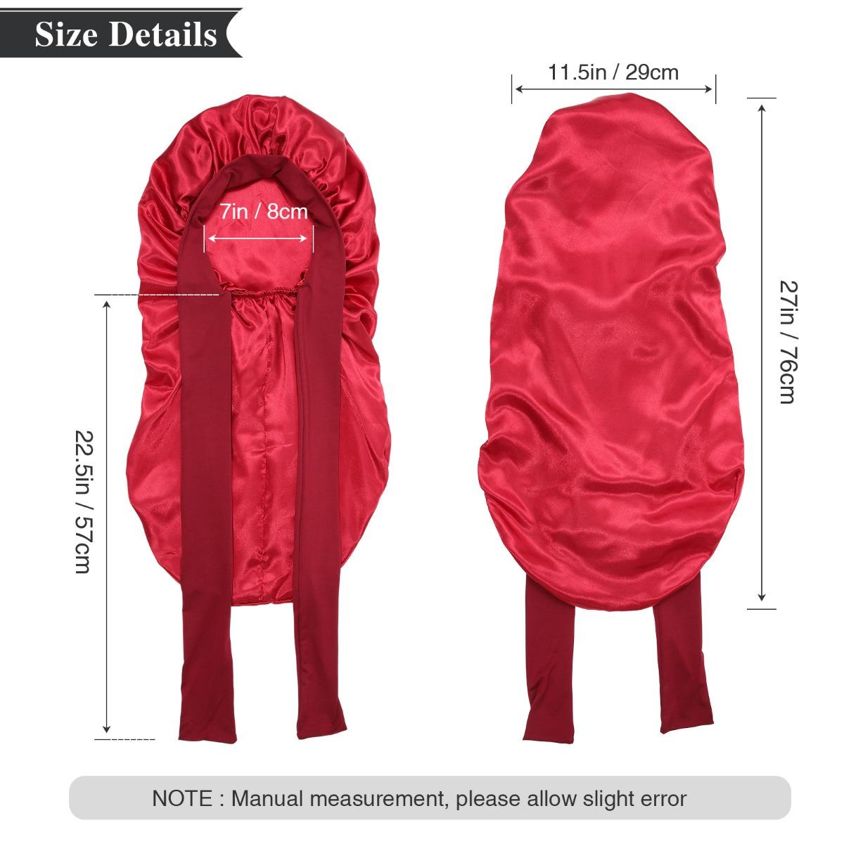 AWAYTR Double Layered Elastic Long Sleeping Cap for Women Solid Color Nightcap Satin Hat Tie Band Hair Care Chemical Cap