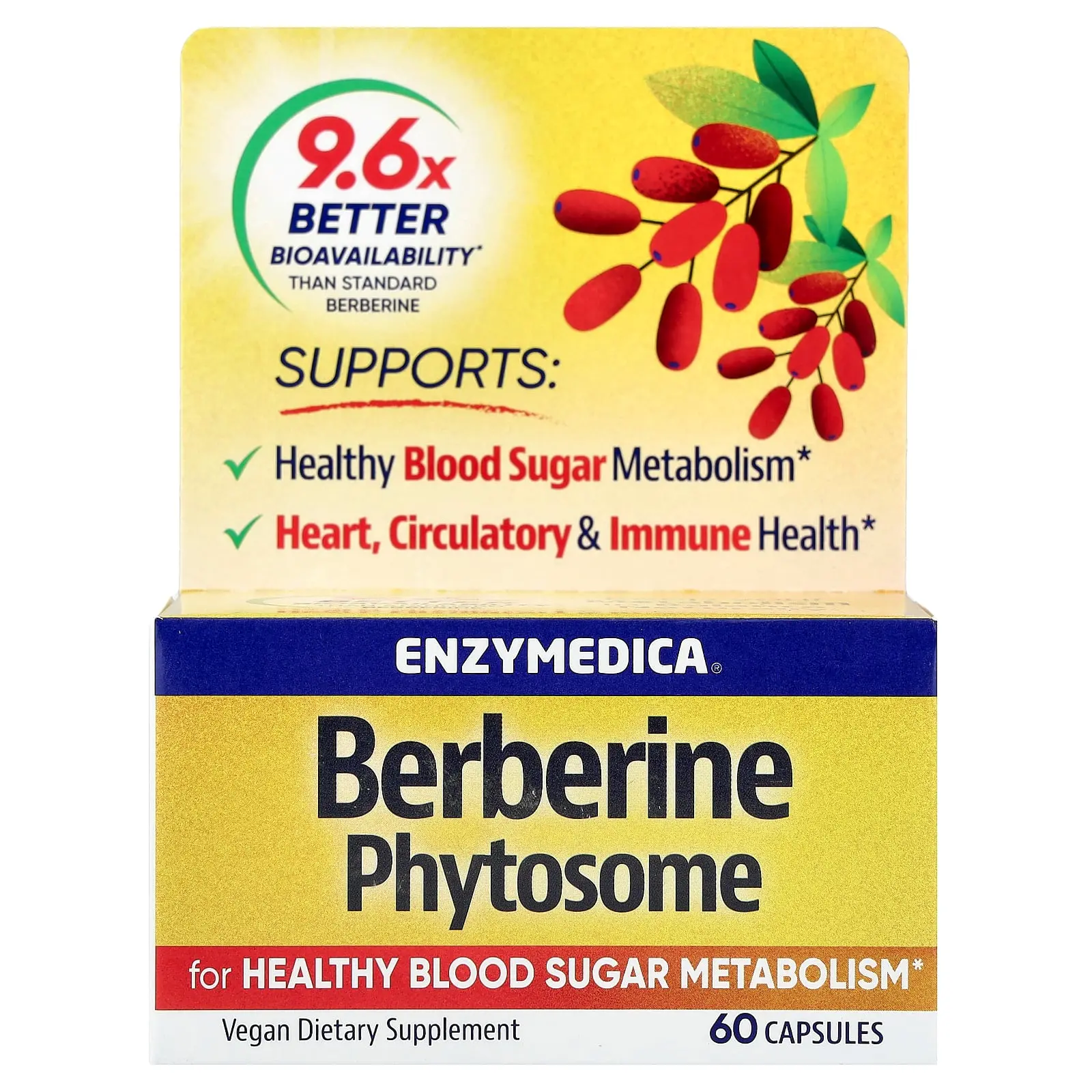 Enzymedica Berberine Phytosome, 60 Capsules (275 mg per Capsule)