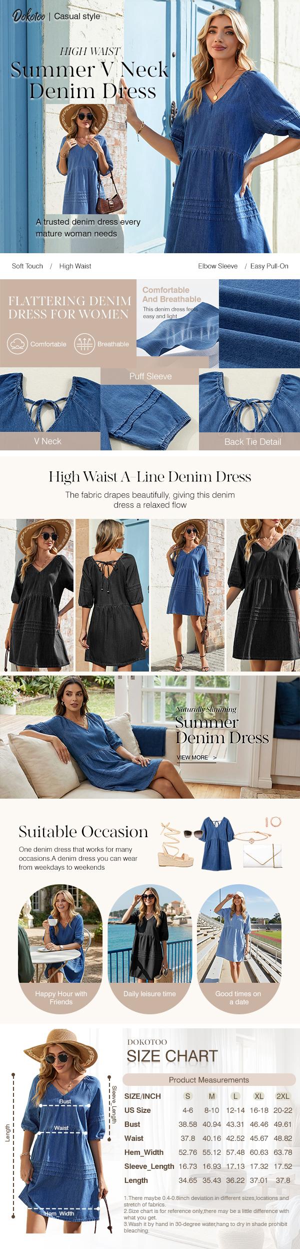 Dokotoo Denim Dress for Women Casual V Neck Puff Short Sleeve Mini Jean Dress Cute Back Tie Summer Dresses Dokotoo Denim Dress for Women Casual V Neck Puff Short Sleeve Mini Jean Dress Cute Back Tie Summer Dresses