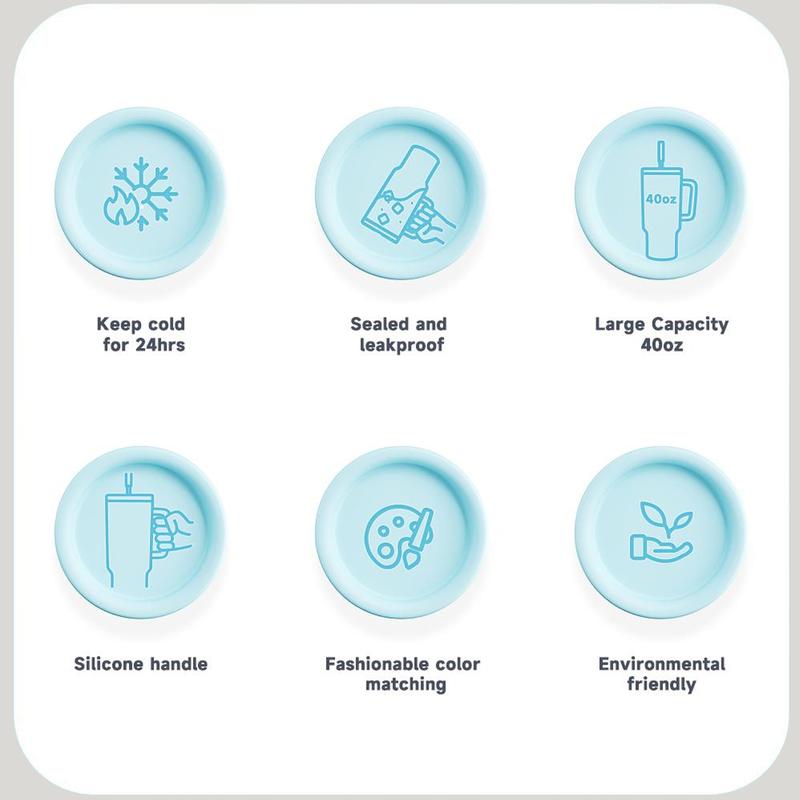 Meoky 40oz Reusable Food Grade Stainless Steel Cup for School, Outdoor, Office, Portable Leak-proof Car Thermos Cup, Keeps Cold for 24 Hours, Perfect as a Valentine's Day gift, Insulated Travel Drinkware Tumbler