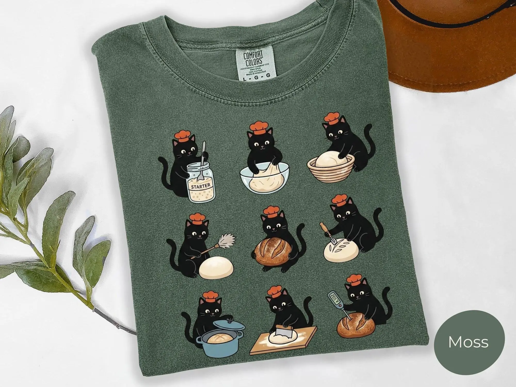 Comfort Colors Sourdough Baking T-Shirt, Funny Cat Mom T-Shirt, Cute Cat Lover Tee, Cat Lover Gifts, Gift for Bakers, Pet lover gift, Bread Tee