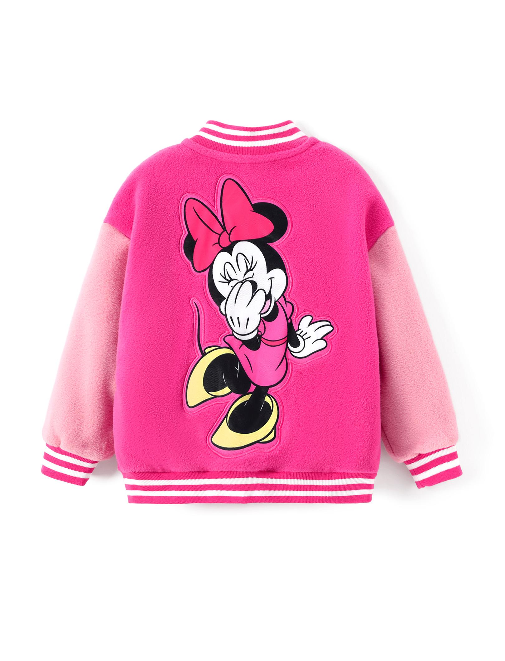 Disney Minnie Mouse Kids' Baseball Jacket - Cute Color - Block Design, Soft Fleece | Exclusive on TikTok Shop Perfect For Young Fans Ideal For Everyday Wear，SprIngGIowUp ,RefreshedLook