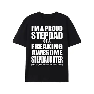I'm A Proud Stepdad of A Freaking Awesome Stepdaughter Mens Funny T-shirt Novelty Gift Birthday Fathers Day Christmas Slogan Top Joke Tee UK Men's T-Shirt Humor Shirts Shortsleeve Holiday Gifts, Made in USA