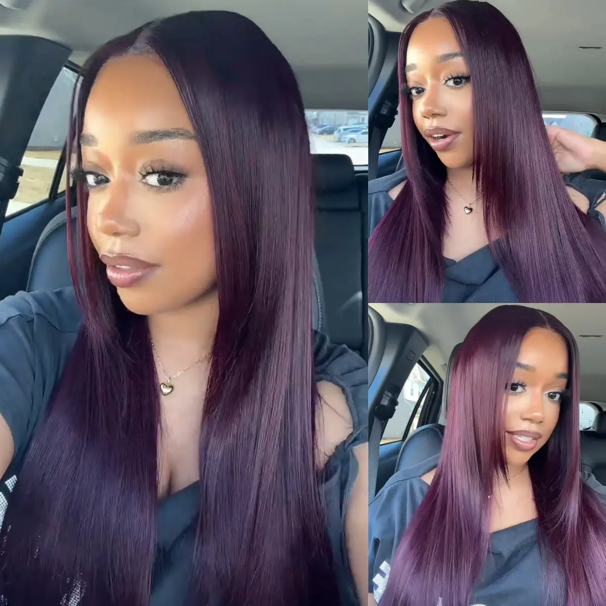 UNice Glueless Black Cherry Layered Straight Wig with Drawstring Pre-cut 7x5/13x4 HD Lace Frontal Human Hair Wigs with Invisible Knots Beginners Friendly summer wig