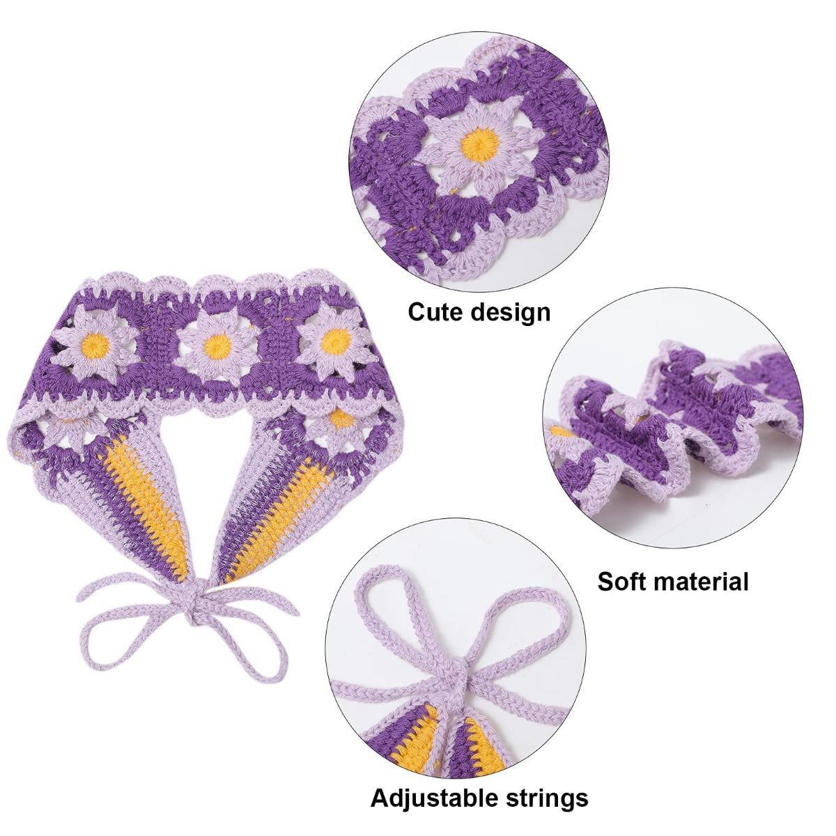 AWAYTR 3Pcs/Set Hippie Hair Bandanas Headbands for Women Boho Headband Knit Hair Bands Floral Head Wrap for Girls