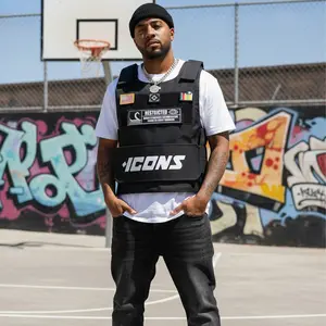 ICONS Tactical Vest, Reflective Stripes, Streetwear Style, Multiple Pockets, Adjustable Straps