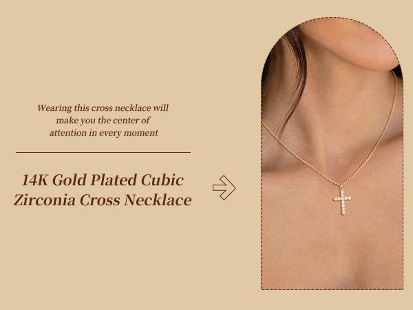 Tewiky Easter Gifts Upgraded Crown Cross Necklace for Women, Crown Cross Pendant Necklace, Non-Tarnish Faith Jewelry for Women, Christian Religious Gifts for Her Back To School