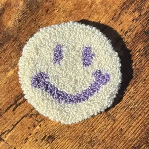 Handmade punch needle heart love coaster