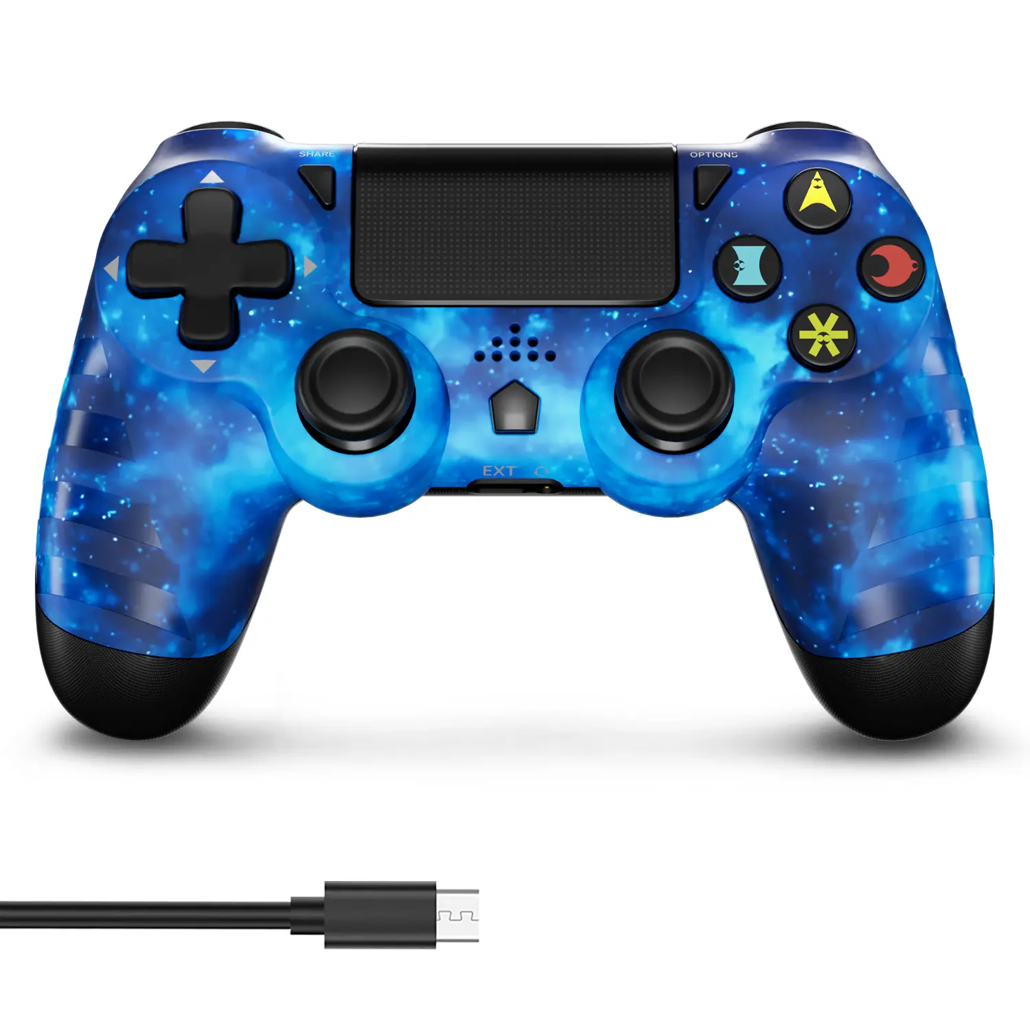 Wireless PS4 Game Controller Compatible with PS4/PS3/PC/iOS/Android, With Double Vibration, Motion Control, Touch Pad, Speaker, Classic button layout