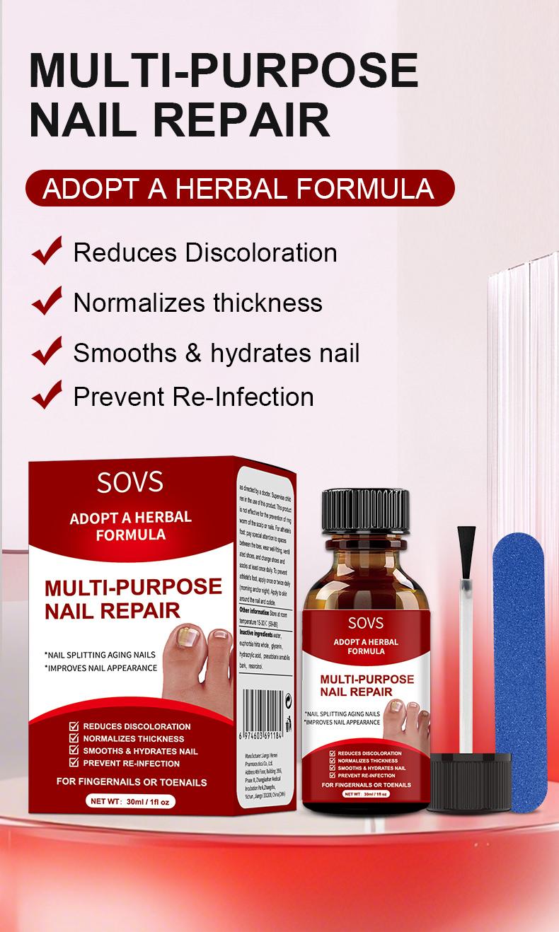 SOVS Toenail Fungus Treatment Extra Strength ,Antifungal Solution ,Triple Action Formula for Damaged Nails, Multi-Purpose Nail Repair,1 Fl Oz Manicure Therapy