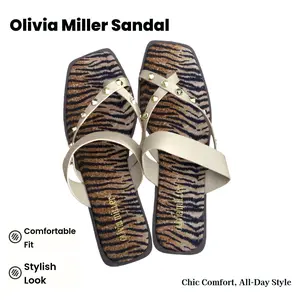 Olivia Miller Sandal with Striped Design and Studded Details for Women