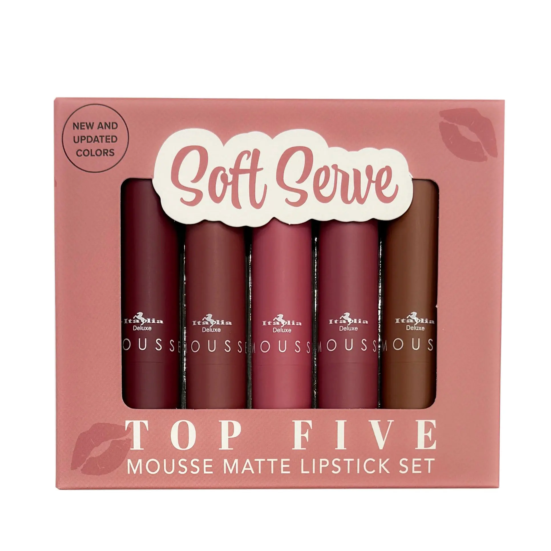 Italia Deluxe Mousse Matte Lipstick Set - Top Five - Soft Serve (New Ver. of Modest Mauves)