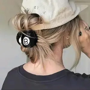 8 Ball Hair Clip - Trendy Women's Accessories, Western, Punchy, Medium Size, Hair Accessories, Claw Clip, Eight Ball, Pool, Casino