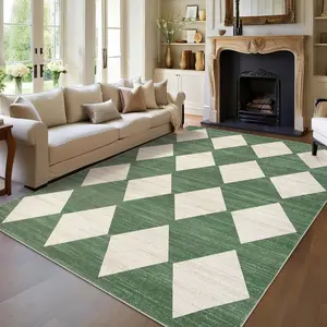 Modern Farmhouse Style Diamond Pattern Rug Foldable Interior Decor Rug Super Soft Faux Wool Hallway Rug Washable Area Rug for Bedrooms Dining Rooms Entryways Bathrooms Living Rooms and Offices