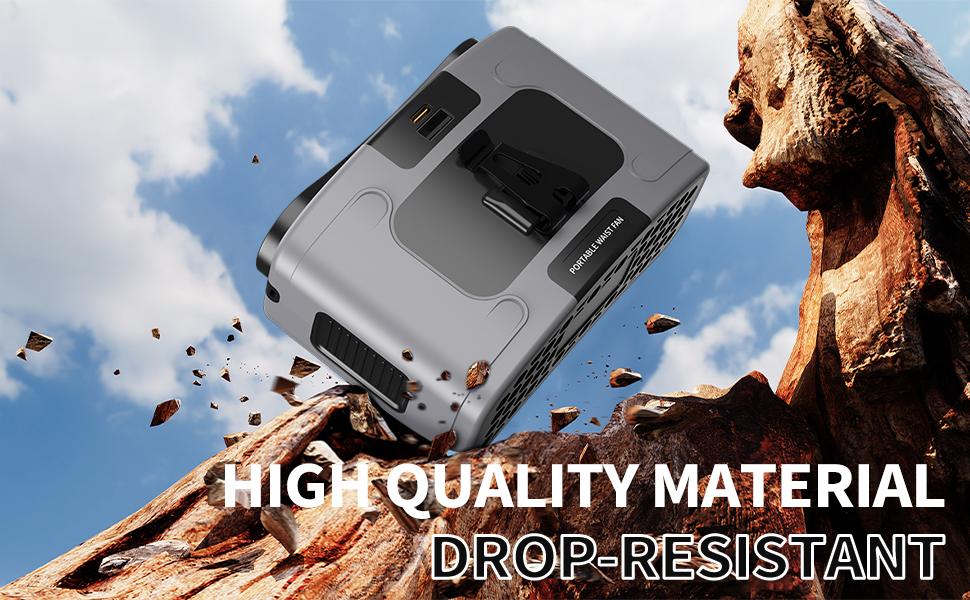 Portable Waist Fan, 20000mAh Rechargeable Clip on Wearable Belt Fan, 10 Speeds Hands-Free Hanging Neck Fan, Outdoor Personal Cooling Fan for Jobsite Travel Camping Gardening