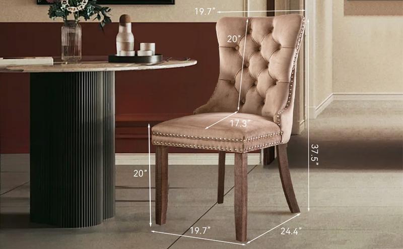 SoarFlash Velvet Dining Chairs Set of 6, Tall Back Side Chair, Modern Upholstered High-end Tufted Side Chair with Button Back Ring, Solid Wood Legs