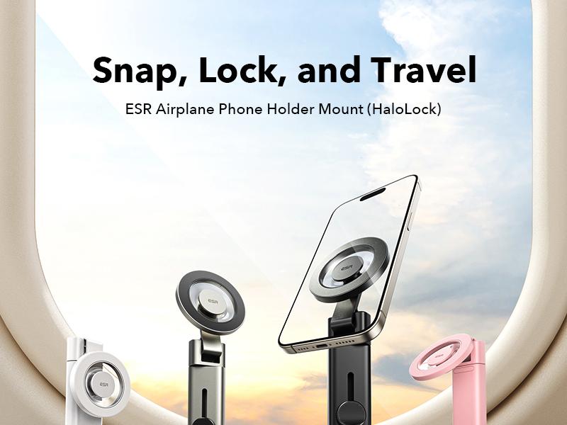 ESR MagSafe Phone Holder for iPhone 17/16/15/14/13/12 Portable Travel Stand with Metal Ring Airplane Travel Essentials Foldable & Portable 360° Rotation
