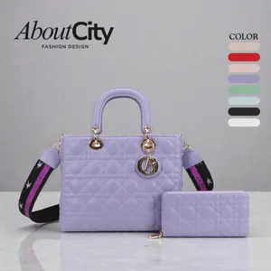 AboutCity Spring Vibe Quilted  Women Handbag Set with Matching Wallet and Guitar Strap, Elegent Bag for Office Lady, Birthday and Holiday Gift Choice