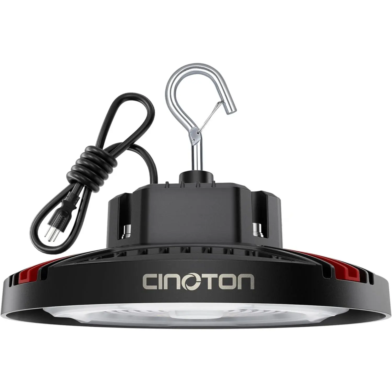 CINOTON UFO LED High Bay Light - 24000LM Super Bright Commercial Use Shop Light, 5000K, Aluminum Construction, Adjustable, AC Power Supply, 6' Power Cord & Safety Rope Included, Ideal for Warehouses, Garages