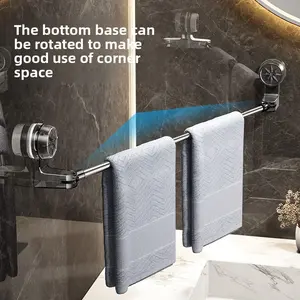 Stainless Steel Suction Cup Towel Rack No-Drill Adjustable Bathroom Kitchen Storage Shelf Toilet Bath Slipper Rack Shower Curtain Rod wall wall-mounted paper holder