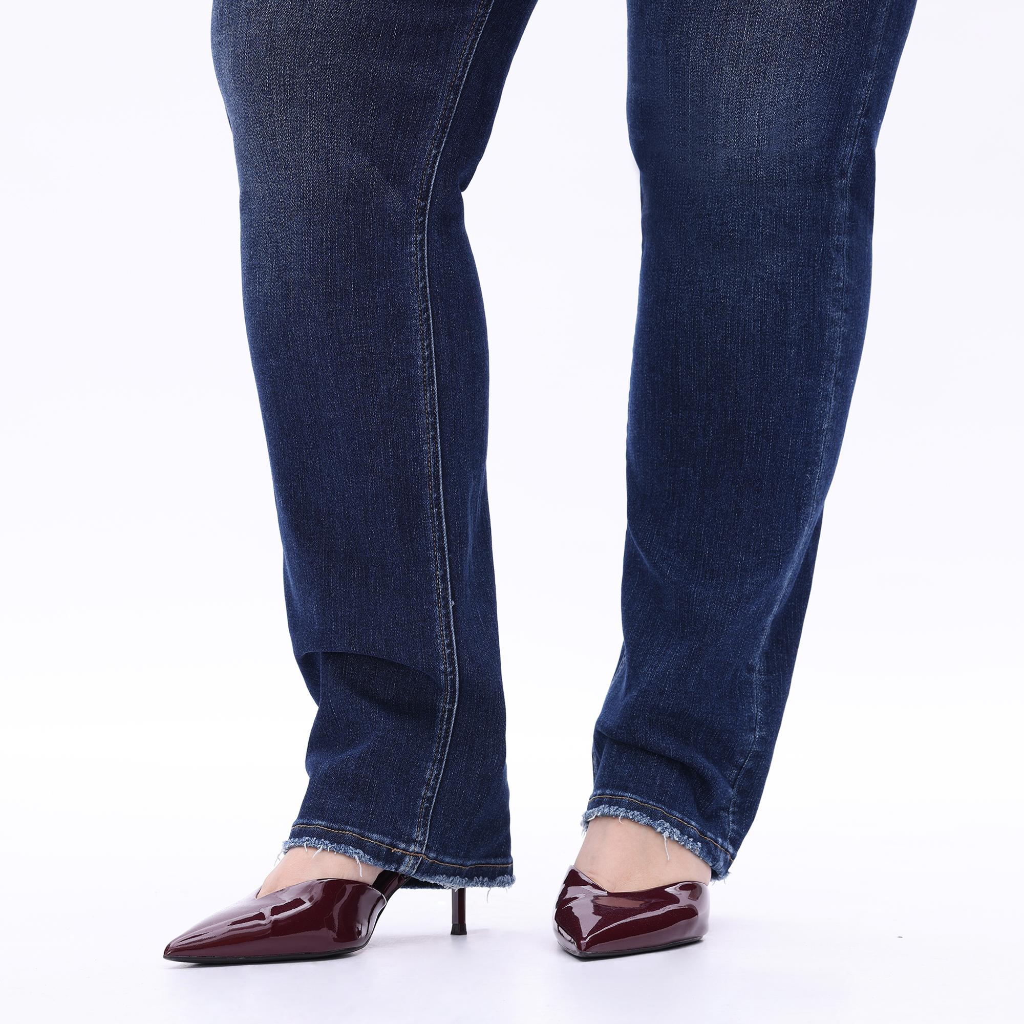 Plus Size Tummy Control Medium Stretch Jeans Slimming Straight Leg Denim for Pear Shaped Women, Comfortable Curvy Fit, Up to size 24W BBL Effect