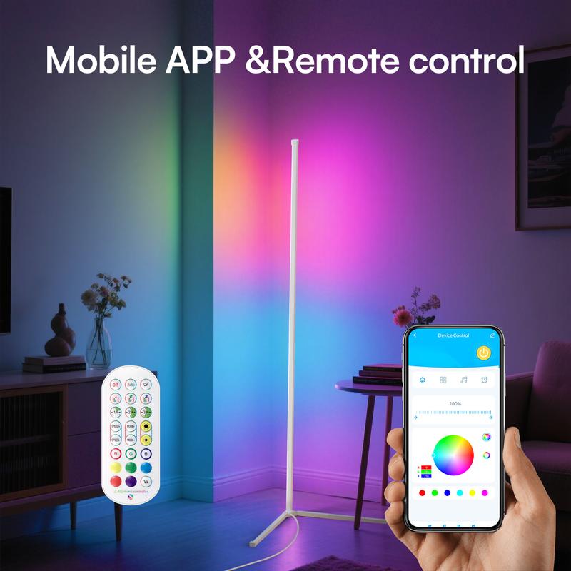 DAYBETTER Smart RGB Corner Floor Lamp, APP/Remote Control, 16M Colors, Music Sync & Timing, Focused corner/local glow (not full-house lighting) , Ideal for bedroom, living room, gaming nooks, Modern & hassle-free