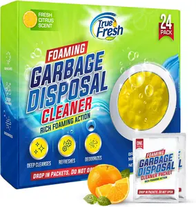 True Fresh Garbage Disposal Cleaner Powder Packets, Large 15g Drop-In Sink Packets, Deep Foaming Sink & Drain Cleaner for Grease & Residue, Disposal Cleaner and Deodorizer, Fresh Citrus Scent, 24 Pack