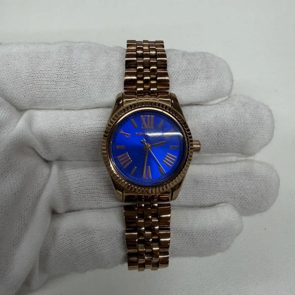 Pre-owned Other As Shown Shoulder Bags Michael Kors MK 3277 Rose Gold Tone Blue Dial Quartz Watch 14.5cm 13206