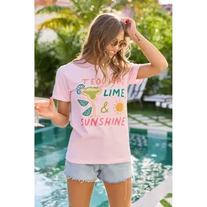 Tequila, Lime, & Sunshine Light Pink Graphic Tee