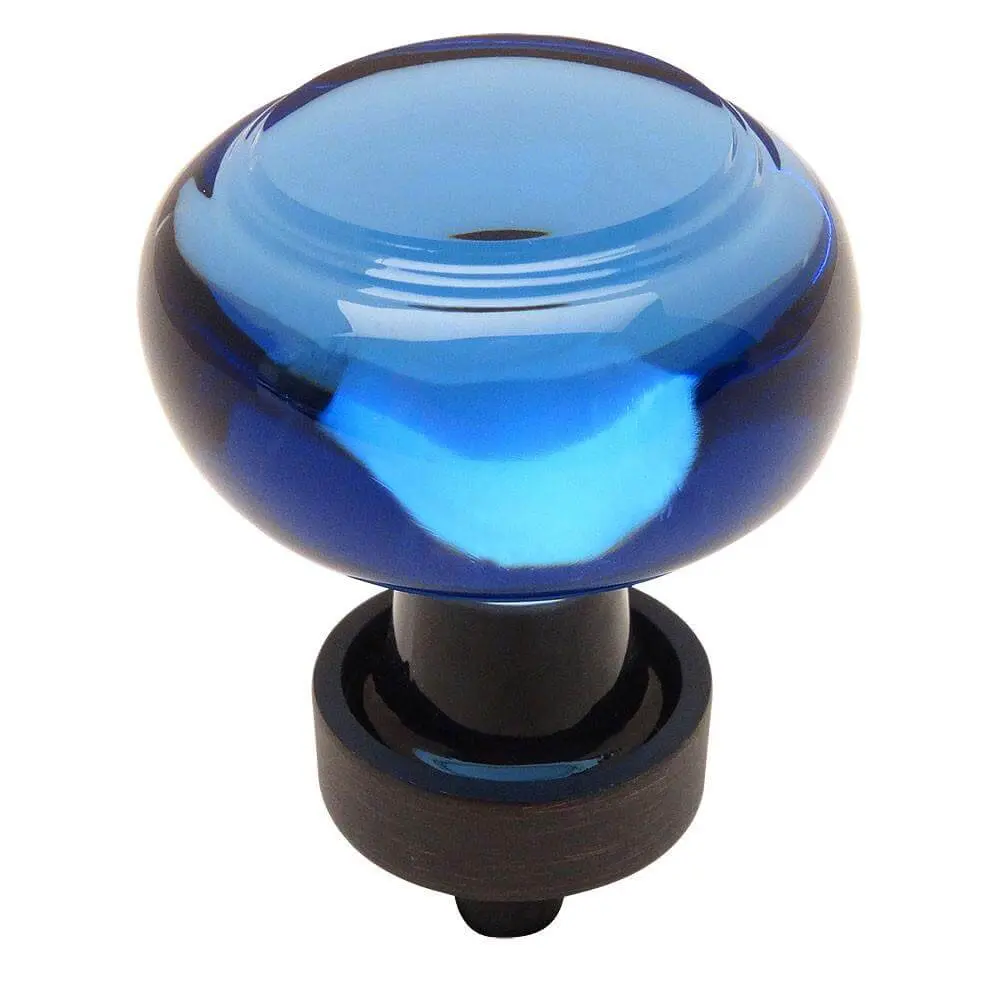 Cosmas 6355ORB-BL Oil Rubbed Bronze & Blue Glass Round Cabinet Knob