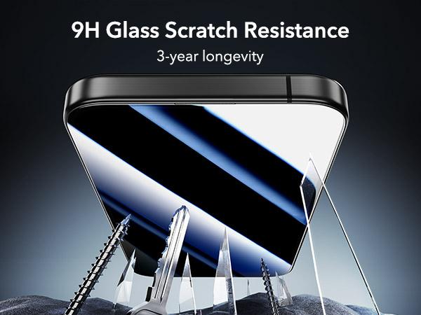 ESR 3 Pack 9H+ Glass for iPhone 17 16 15 14 13 Screen Protector Military Grade Shatterproof Full Coverage Tempered Glass with Easy Installation Tool for Smartphone Protection