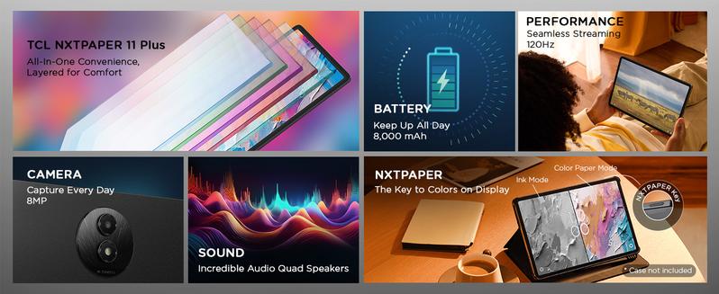 Bellona TCL NXTPAPER 11 Plus Android Tablet | 11.5" 120Hz 2.2K Drawing Pad w/ Stylus, NXTPAPER 4.0, AI Tools, 8+8GB RAM, 256GB Storage, 8000mAh (Onyx Black)