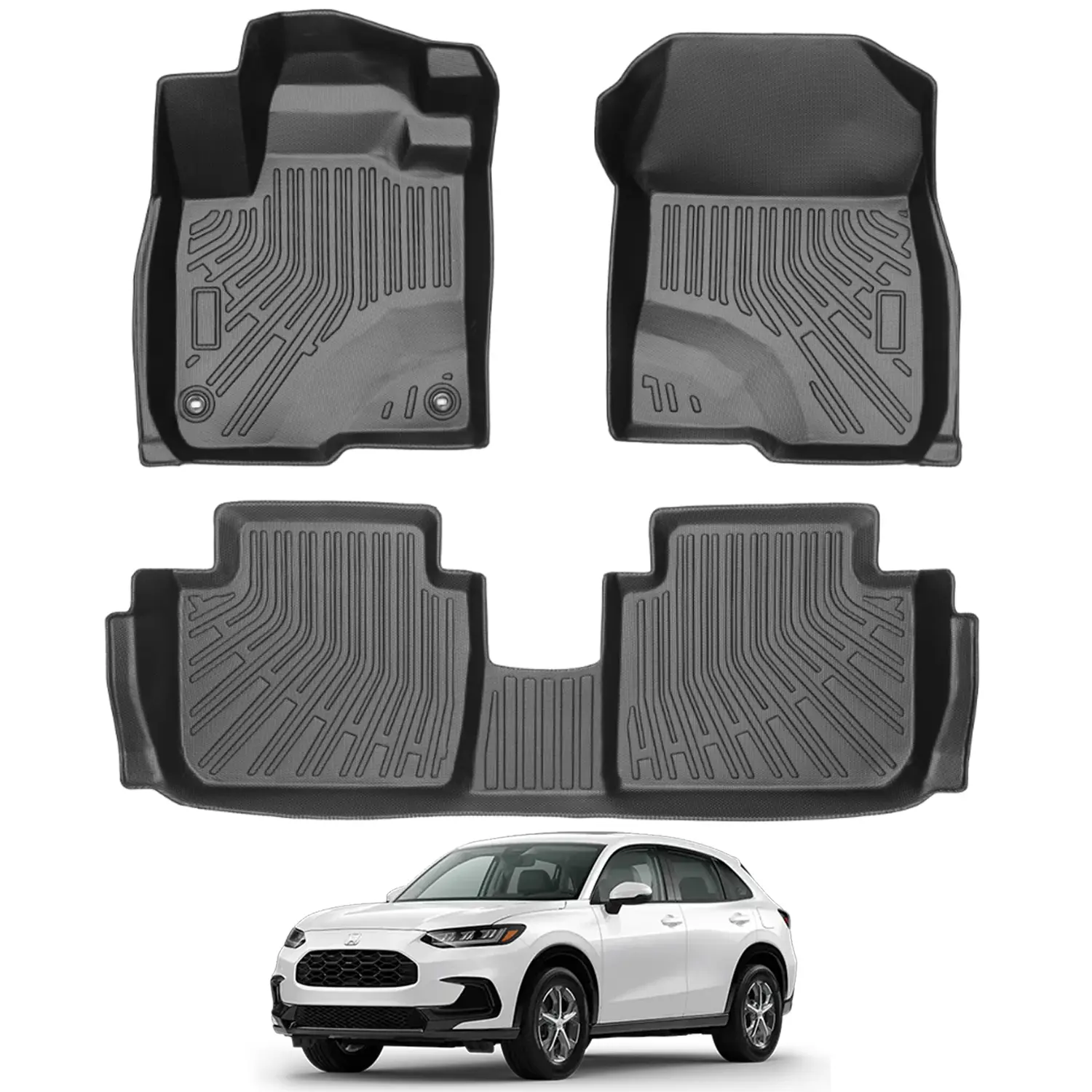 Canvcle Custom Fit Floor Mats for Honda HRV 2023-2026 & for Acura ADX 2025-2026 All Weather Protection TPE Black Heavy Duty Non-Slip Waterproof 3D Car Mats Interior Accessories