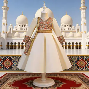 86 Muslim Girl Birthday Party Fashion Show Piano Performance Heme Party Print Holiday Girls Ball Gown Dress