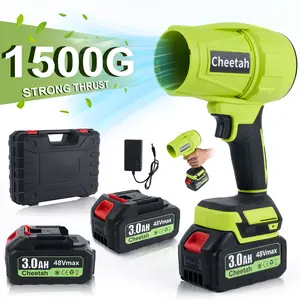 Cheetah Cordless Leaf Blower with 2 Batteries 48Vmax 3.0Ah Violent Turbo Handheld Snow Blower Lightweight for Car Drying Garden Maintenance Outdoor Use