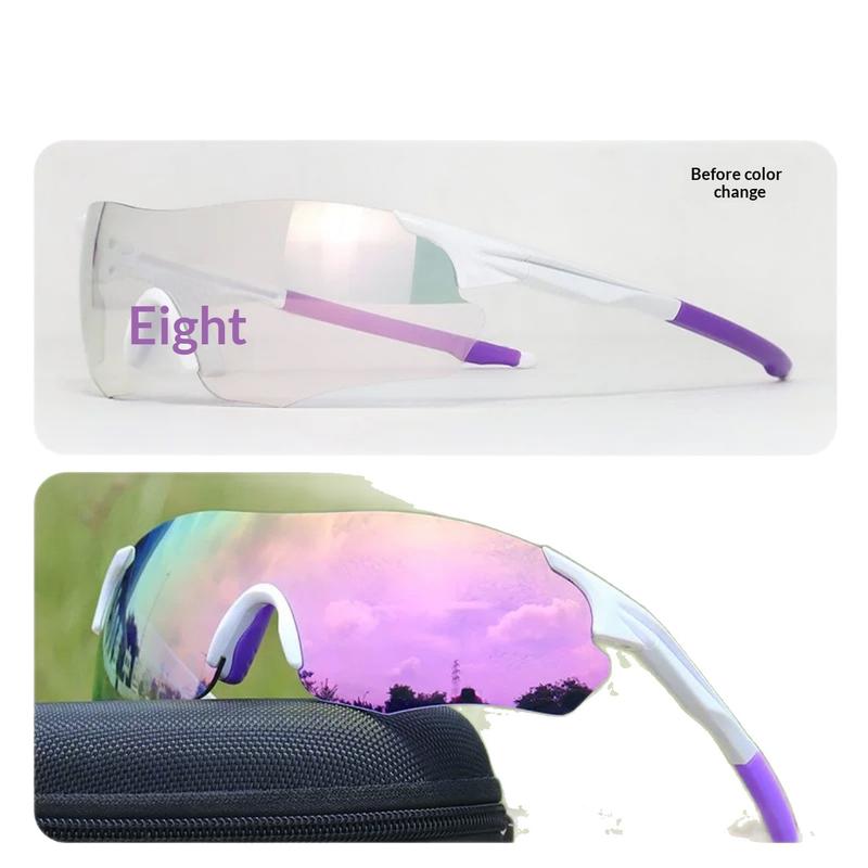 Photochromic Sunglasses Color Changing Sports Glasses UV400 TR90 Frame Lightweight Outdoor Windproof Dustproo