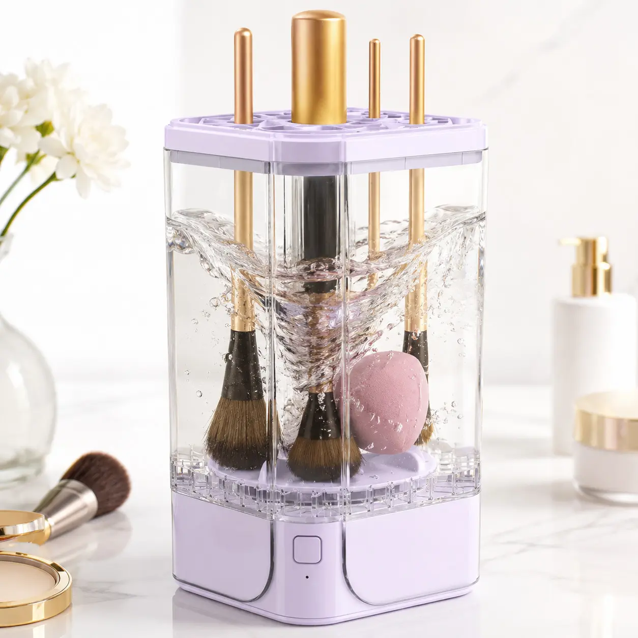 Electric Makeup Brush Cleaner,Automatic Brush Cleaner Brush with charge,Deep Cleaning for All Size Beauty Makeup Brush Set,Blush Brush,Sponges