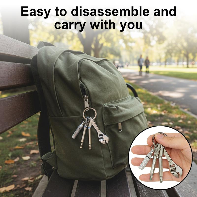 VAYWET 4-in-1 Pocket Mini Tool Keychain, EDC Mini Repair Tools: Letter Opener, Screwdriver, Copper Pocket, Pocket Wrench Keychain Metal Spanner Key Ring Pendant Gift Outdoor Camping Bicycle Motorcycle Repair Multifunctional Kit Maintenance Hand Tools