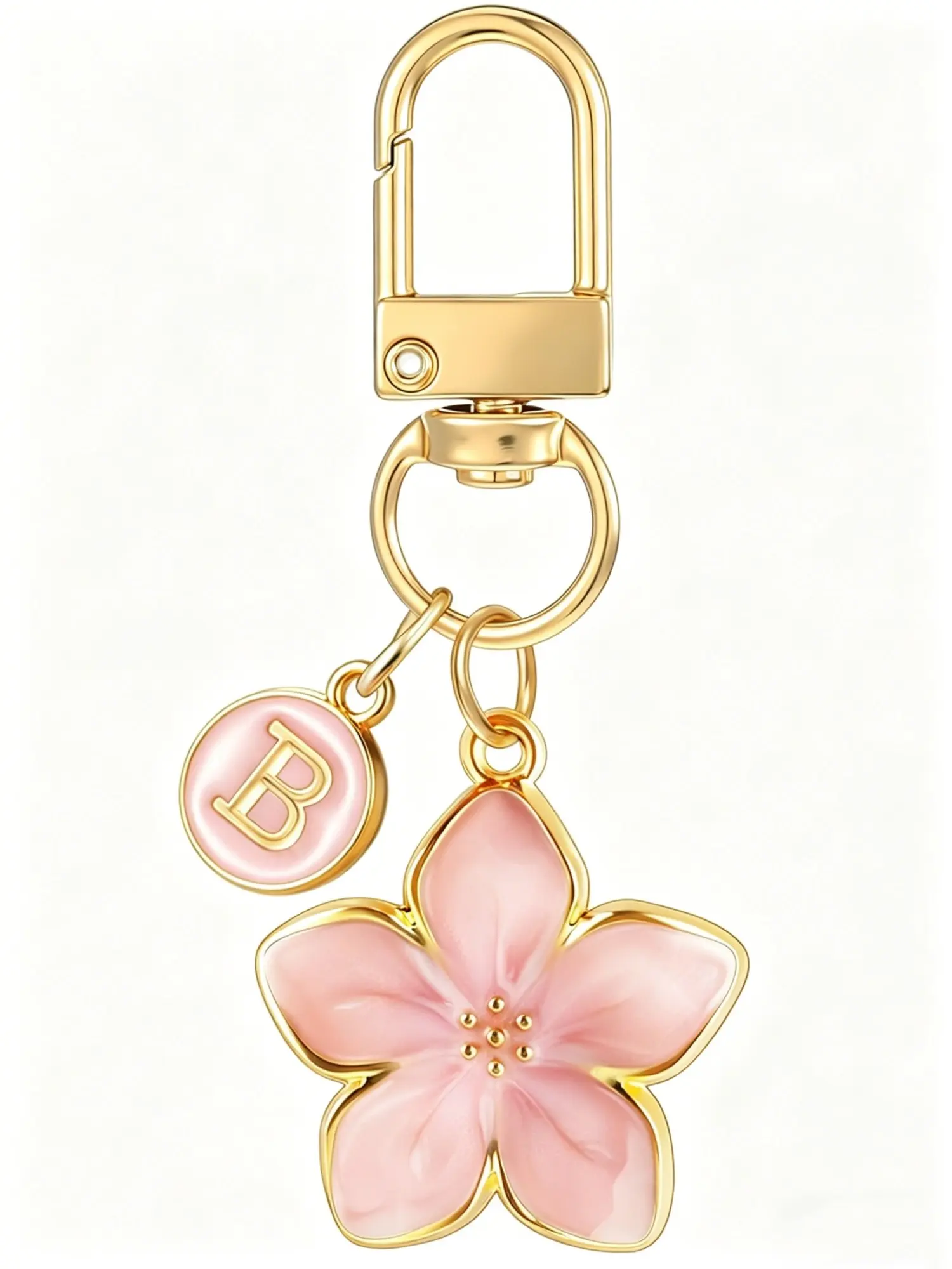 26 Letters Available, 1PC Cute Flower Initial Letter Keychain Accessories for Women, Flower Charms, Bag & Purse Charms for Handbags & Backpacks Shoelace Accessories