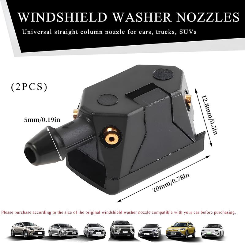 2 PCS Front Windshield Washer Nozzles, 4 Holes Car Windshield Washer Wiper Arm Sprayer, Auto Left Right Windshield Washer Squirter Nozzle Replacement, Universal Vehicle Accessories Holiday Haul